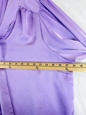 Torrid Size 3 Tops Satin Tie Neck Blouse Purple Womens Long Balloon Sleeve