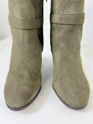 Coach Boots Womens Size 9.5 Beverly Mid Calf Green Suede Leather Block Heel