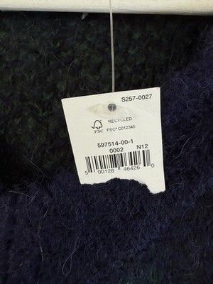 Gap Sweater Mens Medium Alpaca Wool Tartan Plaid Green Blue V Neck New