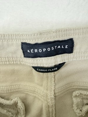 Aeropostale Cargo Flare Pants 12 Womens Tan Thick Cotton Stretch