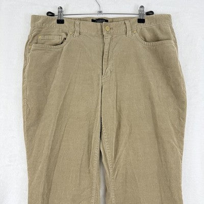 Talbots Corduroy Straight Leg Pants 14W Tan Beige Heritage Fit Womens