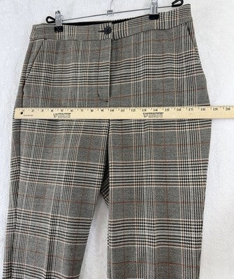 Express Dress Pants 10 Womens High Rise Ankle Gray Beige Plaid 10R