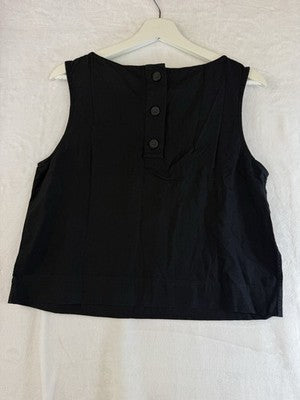 Gap Cropped Top Medium Tall Linen Blend Crop Shell Tank Sleeveless Black New NWT