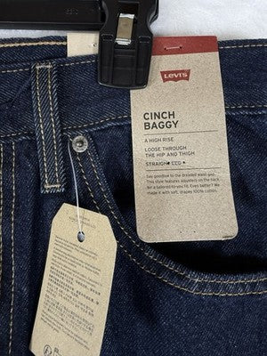 Levis Cinch Baggy Jeans 27 Womens Dark Blue High Rise 27x31 Levi’s New NWT