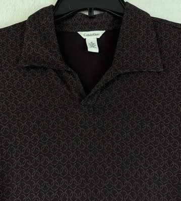 Calvin Klein Top Women Medium Long Sleeve Knit Brown Print