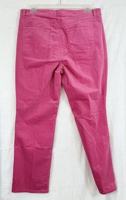 Talbots Velvet Straight Leg Pants 16 Petite Curvy Pink High Waist Women 16P