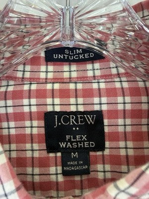 J Crew Flex Washed Slim Untucked Shirt Medium Mens Button Down Long Sleeve