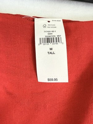 Gap Linen Blend Mini Skort Medium Tall Women Red Skirt W/ Shorts New