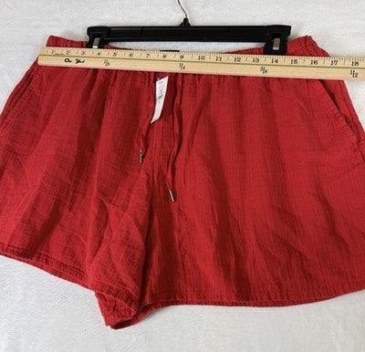Gap Cotton Gauze Shorts Medium Pull On 4” Red Pockets Womens New NWT