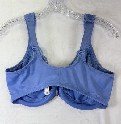 Glamorise Wonderwire Bra 38DD Blue Front Closure Full Coverage 1245 Underwire