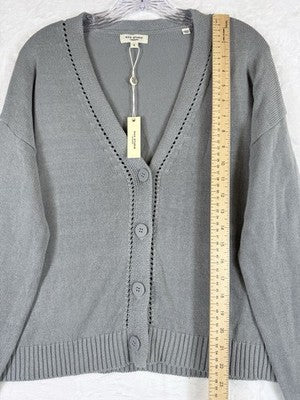 Max Studio Cardigan Sweater Large Gray Linen Blend Womens New NWT