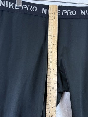 Nike Pro Fleece Lined Leggings XL Womens Black Warm Dry Fit Fold Over Waistband