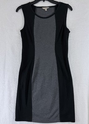Banana Republic Dress 6 Black Gray Bodycon Sleeveless Knit Short Sleeve Womens