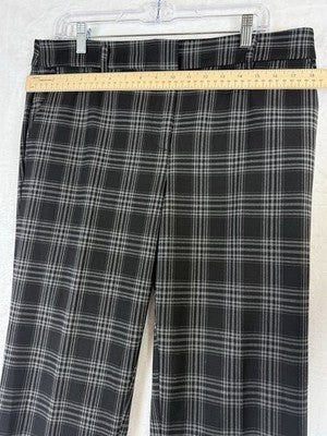 Ann Taylor Loft The Devin Slim Pants 10 Black Gray Plaid Womens