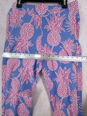 AnaClare Pants XS Athena Knit Legging Pink Blue Pineapple Pocket Ana Clare Clair