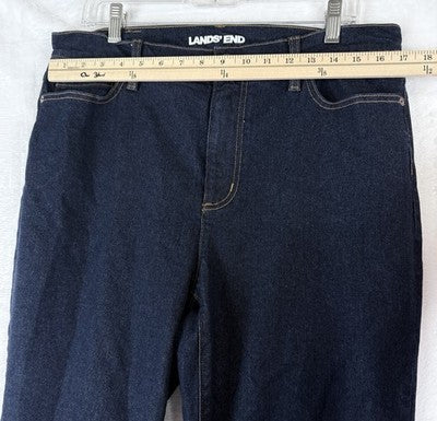 Lands End Bootcut Jeans 16 Women Dark Blue Denim High Rise