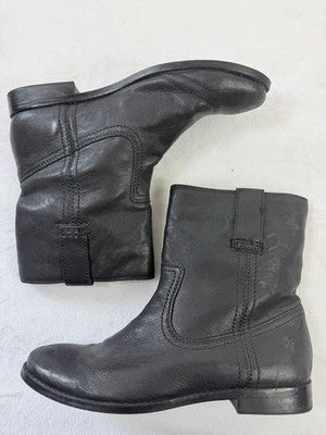 Frye Anna Pull On Boots 6.5 Womens Black Leather Shortie Ankle