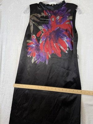 Apostrophe Dress 2 Black Satin Shift High Neck Sleeveless New NWT