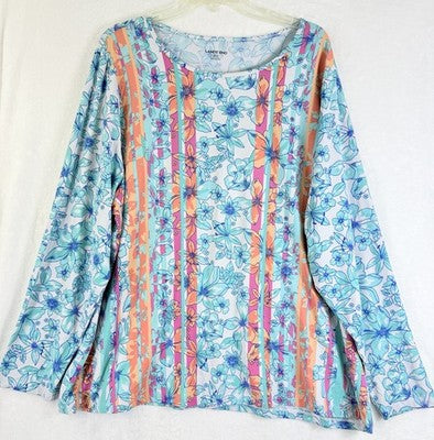Lands End Rash Guard Womens 3X Swim Top Shirt Long Sleeve Blue Plus Size