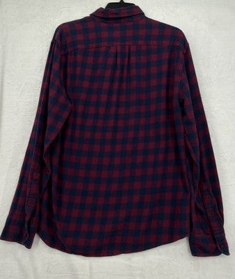 J Crew Flannel Shirt Mens Large Slim Fit Red Blue Check Plaid Long Sleeve Button