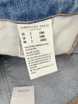 American Eagle High Rise Jegging Crop 2 Long Distressed Cloud Wash Blue New NWT
