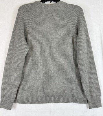 J Crew Sweater Women Medium Gray Wool Blend Black Bow Tops Long Sleeve