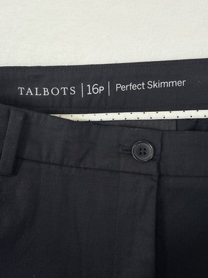 Talbots Perfect Skimmer Pants 16 Petite Black 16P Womens Capris Cotton Stretch