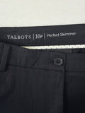 Talbots Perfect Skimmer Pants 16 Petite Black 16P Womens Capris Cotton Stretch