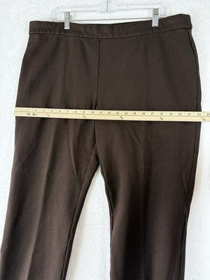 Susan Graver Smart Ponte Pants XL Petite Dark Brown Pull On Knit Slim Leg Womens