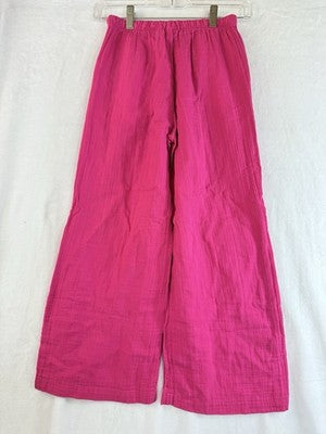 Gap Kids Crinkle Gauze Easy Wide Leg Pants Medium 8 Girls Pink Pull On New NWT
