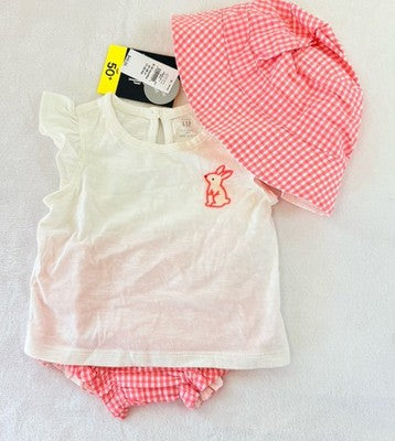 Baby Gap Girls 6-12 Months Outfit Top Shorts Hat New NWT
