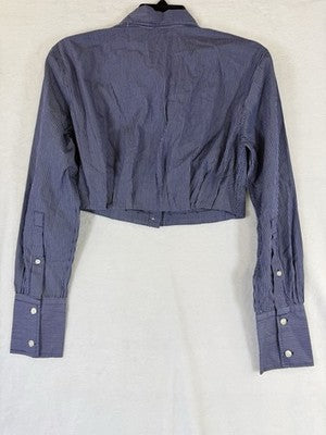 GapStudio Poplin Crop Shirt XS Women Top Gap Studio Blue Stripe Button Up New