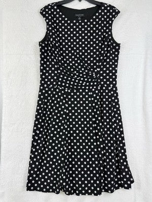 Polka Dot Dress 10 Petite Sleeveless Fit Flare Perceptions Womens 10P