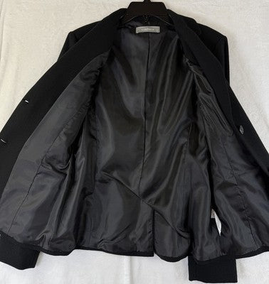 Liz Claiborne Blazer 6 Womens Black Wool Blend Logo Jacket