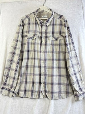 Columbia Shirt Mens 2XL Lightweight Long Sleeve Gray Plaid Fishing Button Up