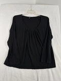 Talbots 3X Tops Long Sleeve Cotton Knit Blouse Black Plus Size Womens Top