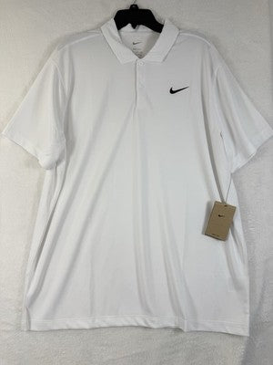 Nike Court Dri Fit Tennis Polo Mens XL White Embroidered Short Sleeve Shirt New