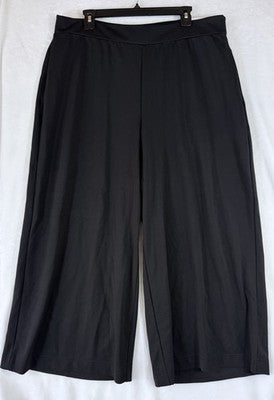Lane Bryant 18 20 Wide Leg Pants Black Ponte Knit Pull On Magic Waistband New