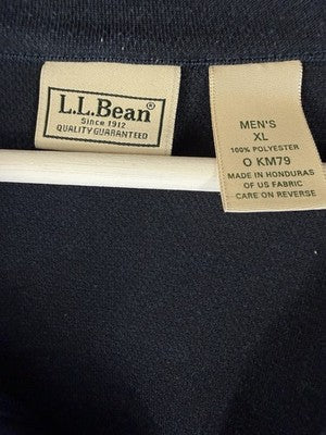 LL Bean 1/4 Zip Pullover Mens XL Blue Mock Neck Long Sleeve
