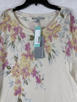 Daniel Rainn Sweater Large Top Floral Print Beige Stitch Fix Long Sleeve New NWT