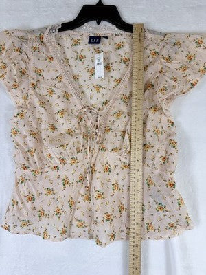 Gap Top Large Womens Babydoll Flutter Sleeve Floral Whimsical Fairycore New NWT