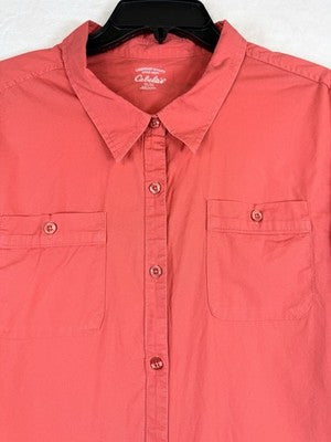 Cabelas Womens Shirt Utility XL Coral Long Sleeve Buttton Up Top
