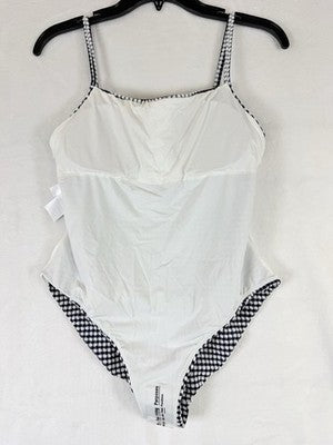 Gap One Piece Swimsuit Womens Medium Navy Blue Gingham Square Neck New NWT