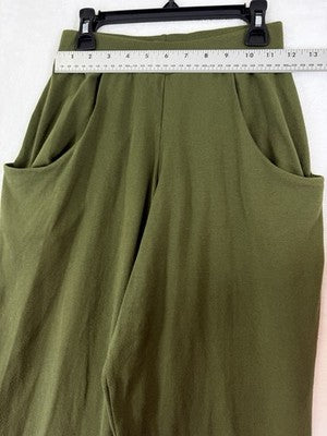 Vintage Jogger Pants Small 80s 90s Green High Waist Knit Hipster Made USA Womens