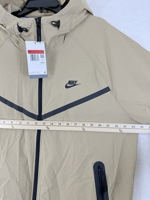 Nike Tech Woven Jacket Large Mens Parachute Beige Black Hooded New NWT $145