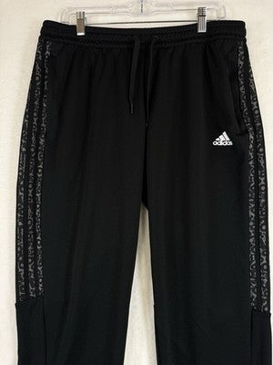 Adidas Pants Women XL 3 Stripes Black Animal Print Track Aeroready