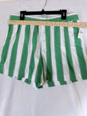 Gap Organic Cotton Boxer Shorts Large Green Striped Poplin Womens New