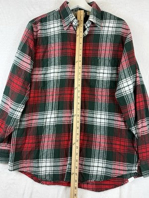Vintage LL Bean Flannel Shirt Medium Men Made In USA Red Green Plaid Button Down