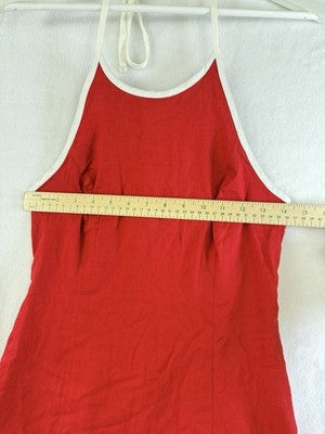 Gap Linen Blend Halter Mini Dress XS Women Red Tie Neck Short Sleeveless New NWT