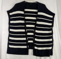 Talbots Cardigan Sweater XS Small Navy Blue White Sleeveless Open Front Womens